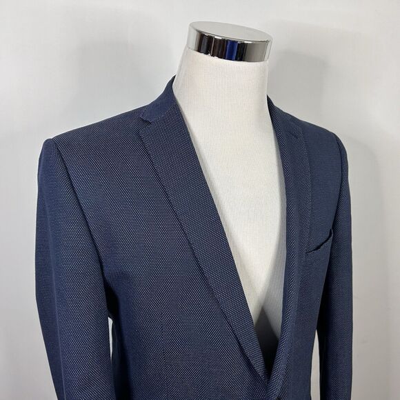 Nick Graham 42R Stretch Modern Fit Sport Coat Blue Cotton Two Button Double Vent - Picture 1 of 8